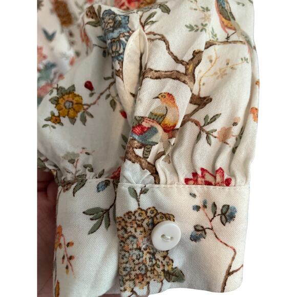 GP & J Baker x H&M | Floral Bird Shirt Dress or Tunic | Cream | Size 6 - Picture 5 of 6